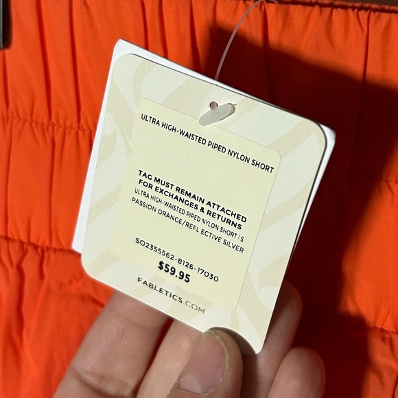 NEW Fabletics Orange Ultra High-Rise Piped Short, Small, Pockets+Wide Waist Band - Picture 6 of 10